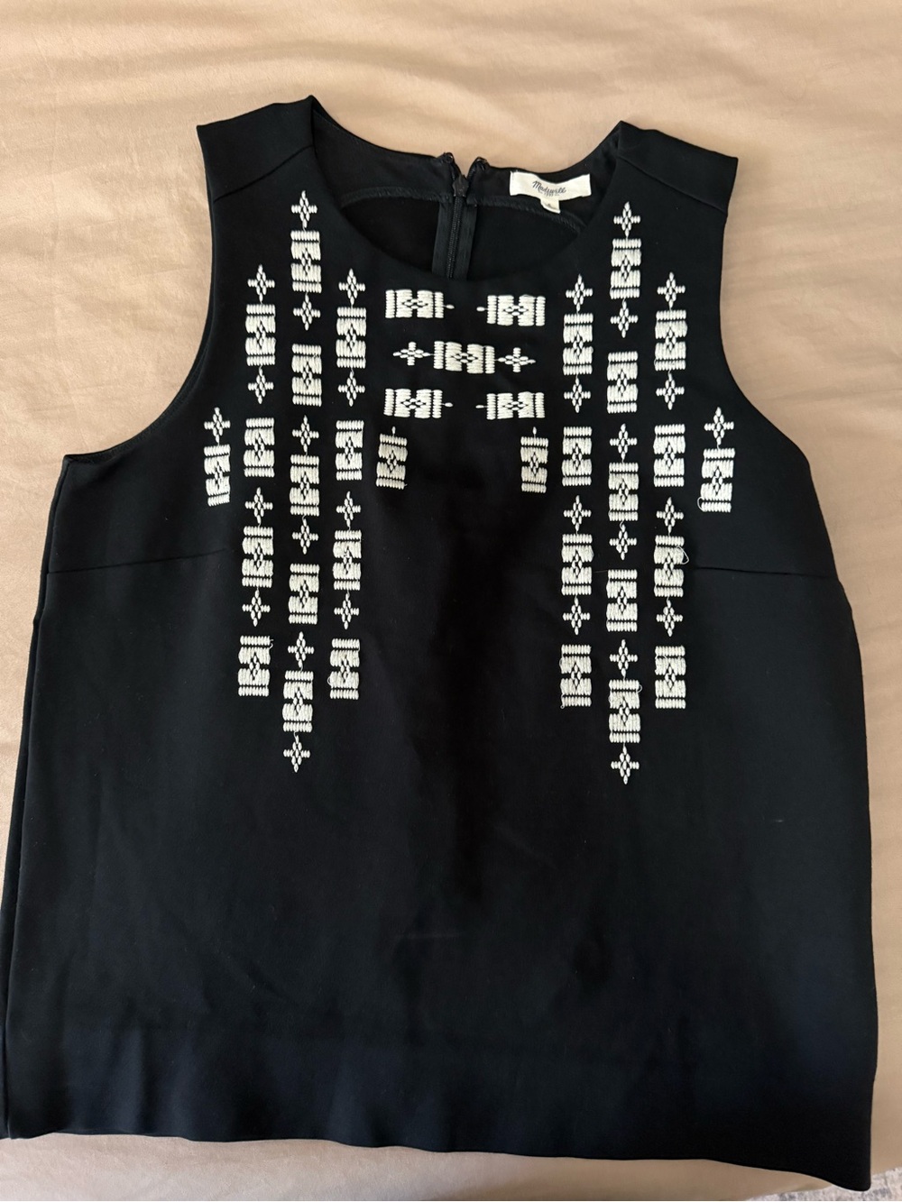 Madewell Stitchframe Ponte Tank Black White